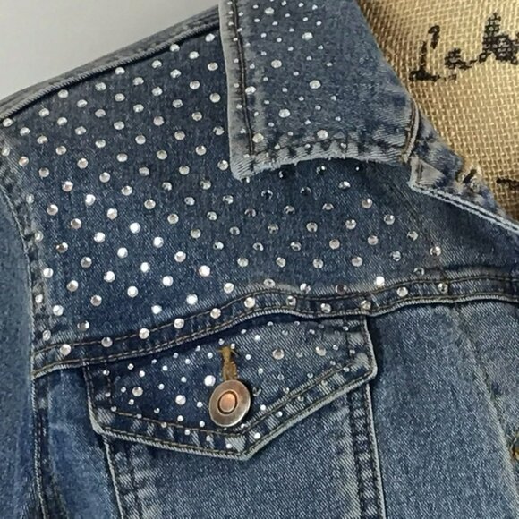 Denim Jacket With Rhinestone Studded Yoke H&J Womens Medium - Picture 7 of 11